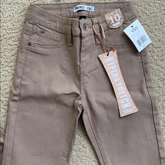 NWT Girls Hyperstretch skinny pants, Tan, 10 - Picture 2 of 5